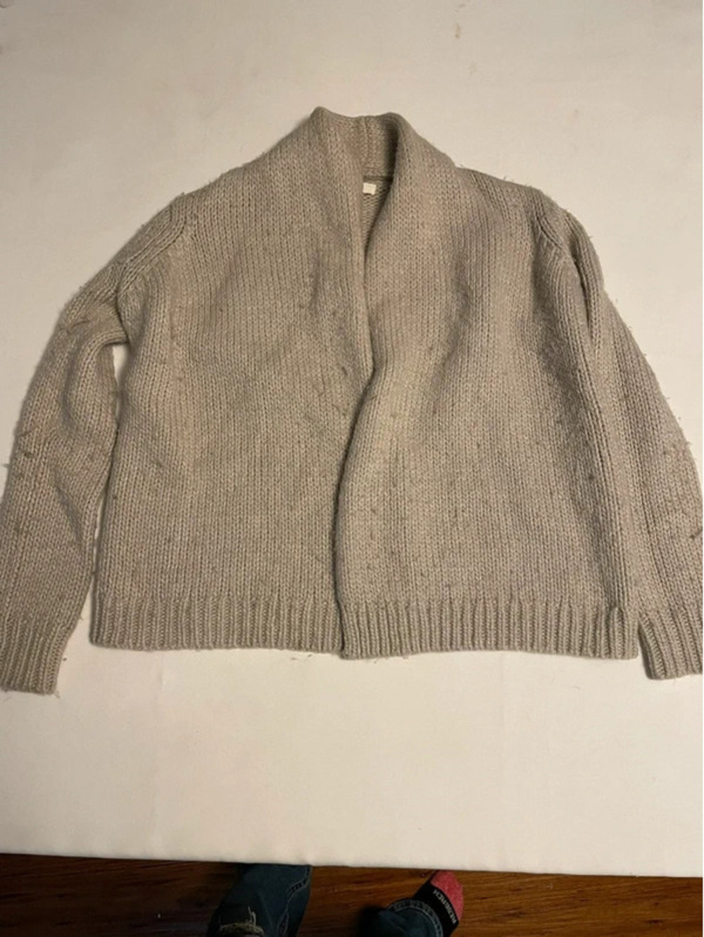 joie chunky knit Alpaca wool blend cardigan light gray xs